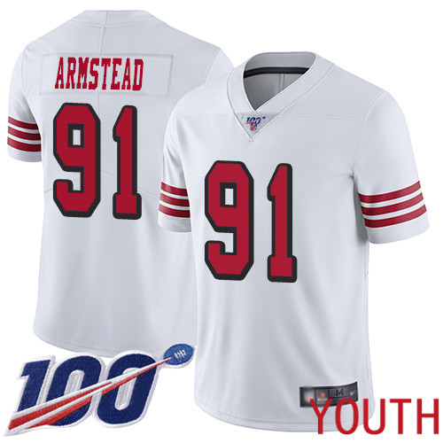 San Francisco 49ers Limited White Youth Arik Armstead NFL Jersey #91 100th Season Rush Vapor Untouchable->youth nfl jersey->Youth Jersey